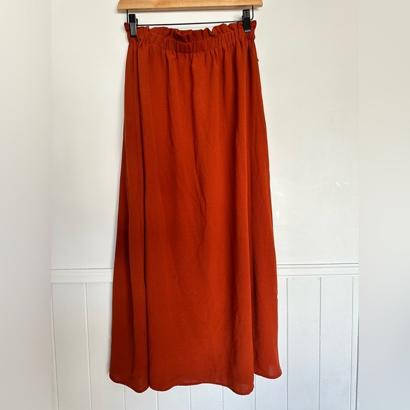 SHEIN Paper Bag Waist Split Thigh Knot Front Skirt. Burnt Orange. Size Small - Picture 8 of 9